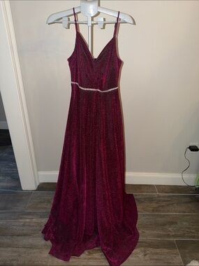 FAERIESTY Fuchsia Sparkle V-Neck Dress